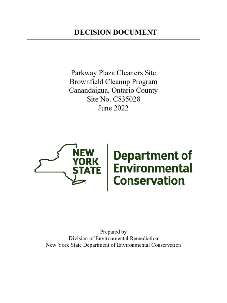 Fillable Online Former Parkway Plaza Cleaners Site Public Comment