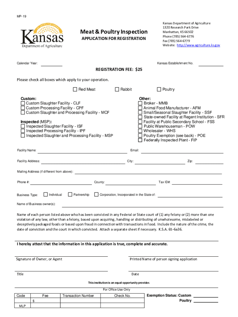 Fillable Online Meat and Poultry Inspection Kansas Department of