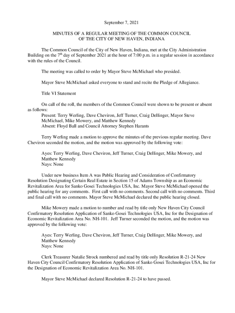 Fillable Online OF THE CITY OF NEW HAVEN, INDIANA Fax Email Print