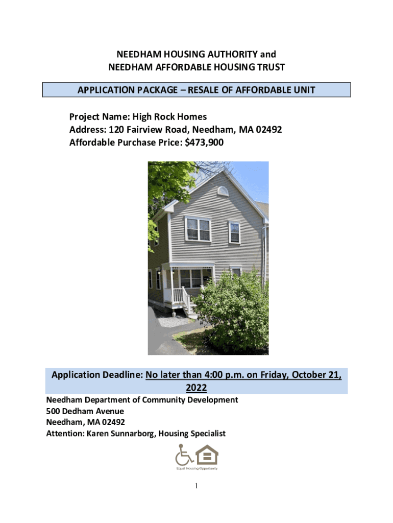 Fillable Online NEEDHAM HOUSING AUTHORITY and NEEDHAM AFFORDABLE