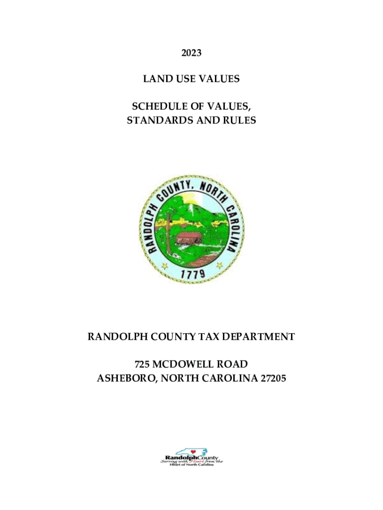Fillable Online 2023 LAND USE VALUES SCHEDULE OF VALUES, STANDARDS