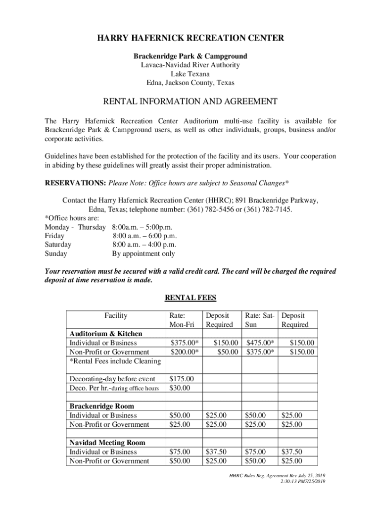 Fillable Online Harry Hafernick Recreation Center Brackenridge