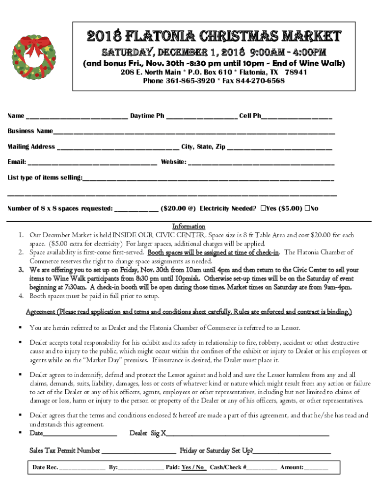 Fillable Online Christmas in Flatonia Lighting of Christmas Village