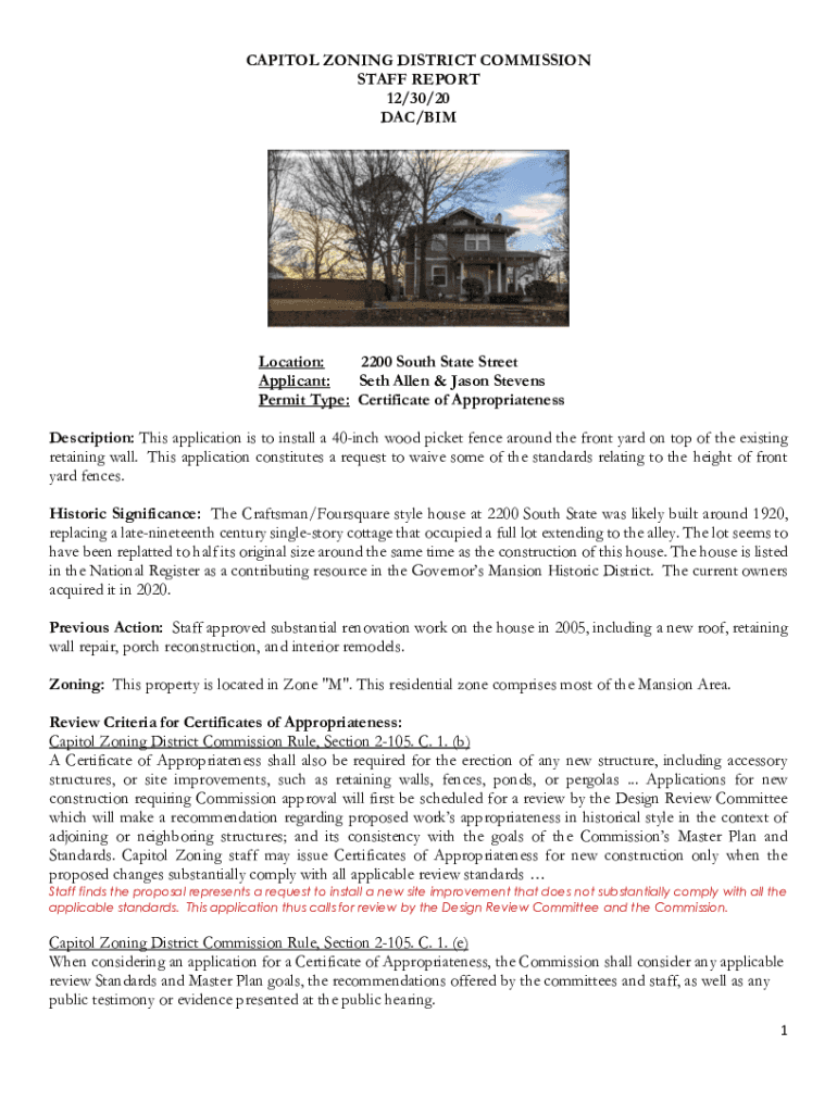 Fillable Online About the Zoning CommissiondcozAbout the Zoning