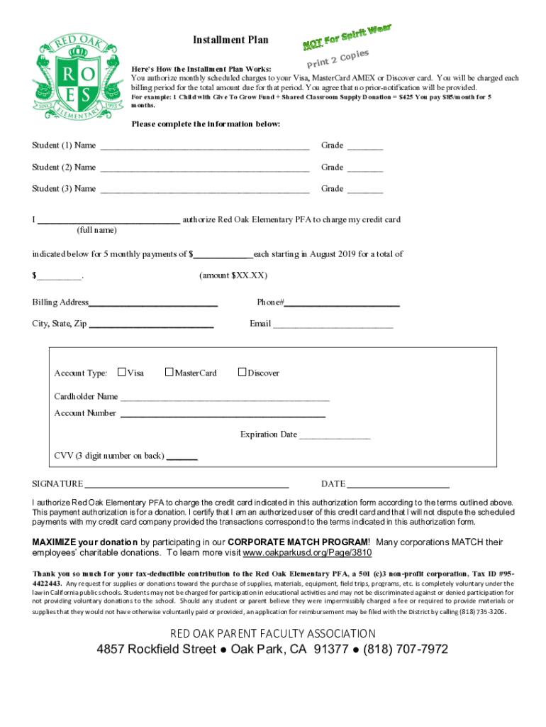 Fillable Online How do monthly installment payment plans work