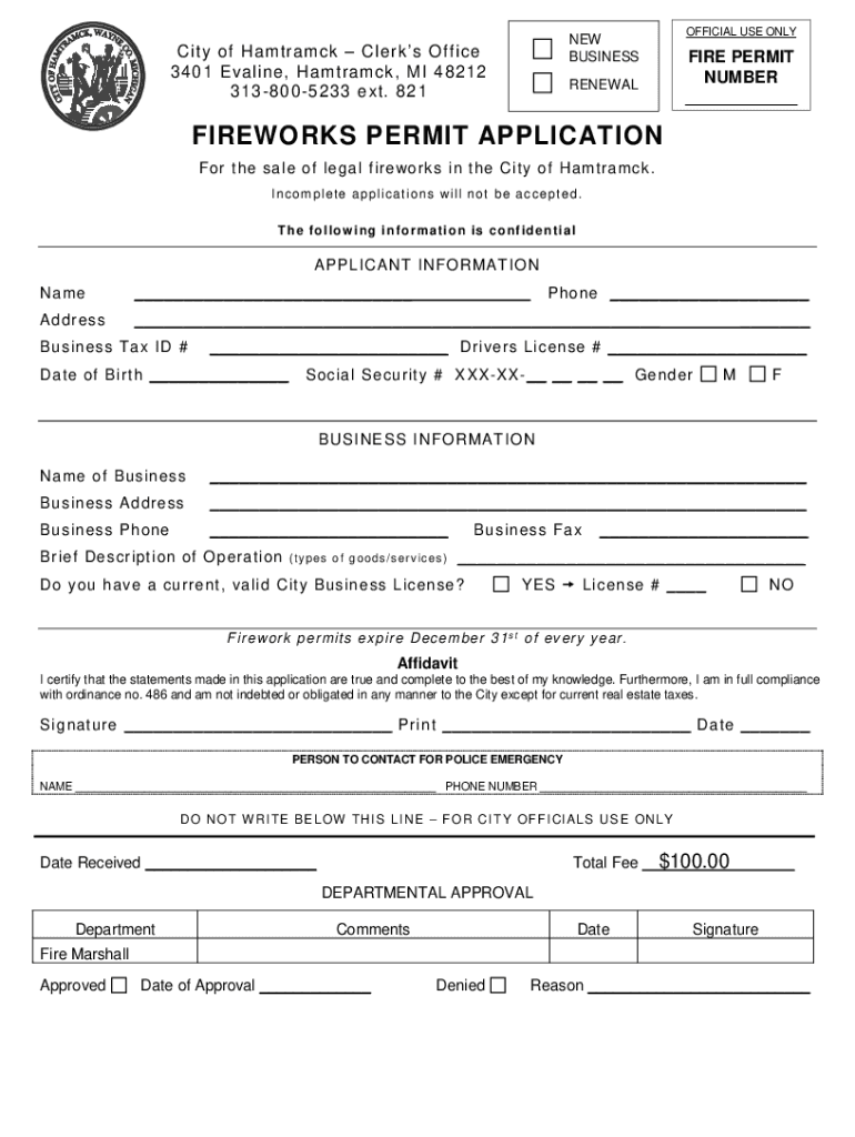 Hamtramck usclerkClerk City of Hamtramck Michigan Fill out & sign