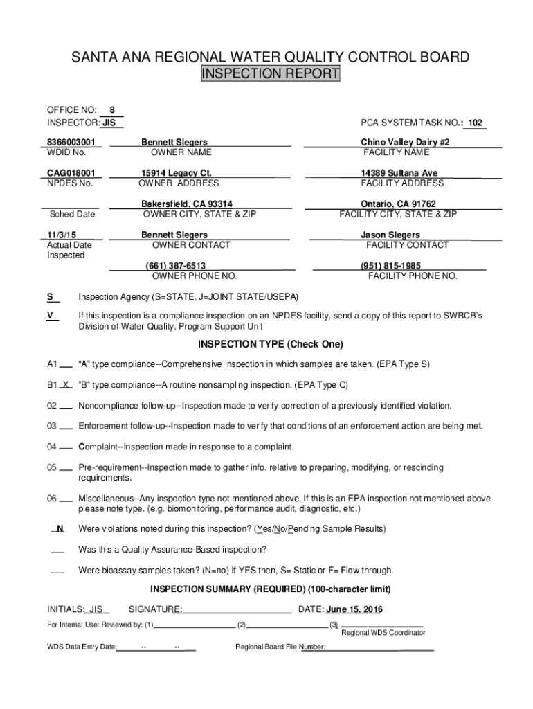 Fillable Online CALIFORNIA REGIONAL WATER QUALITY CONTROL BOARDSANTA