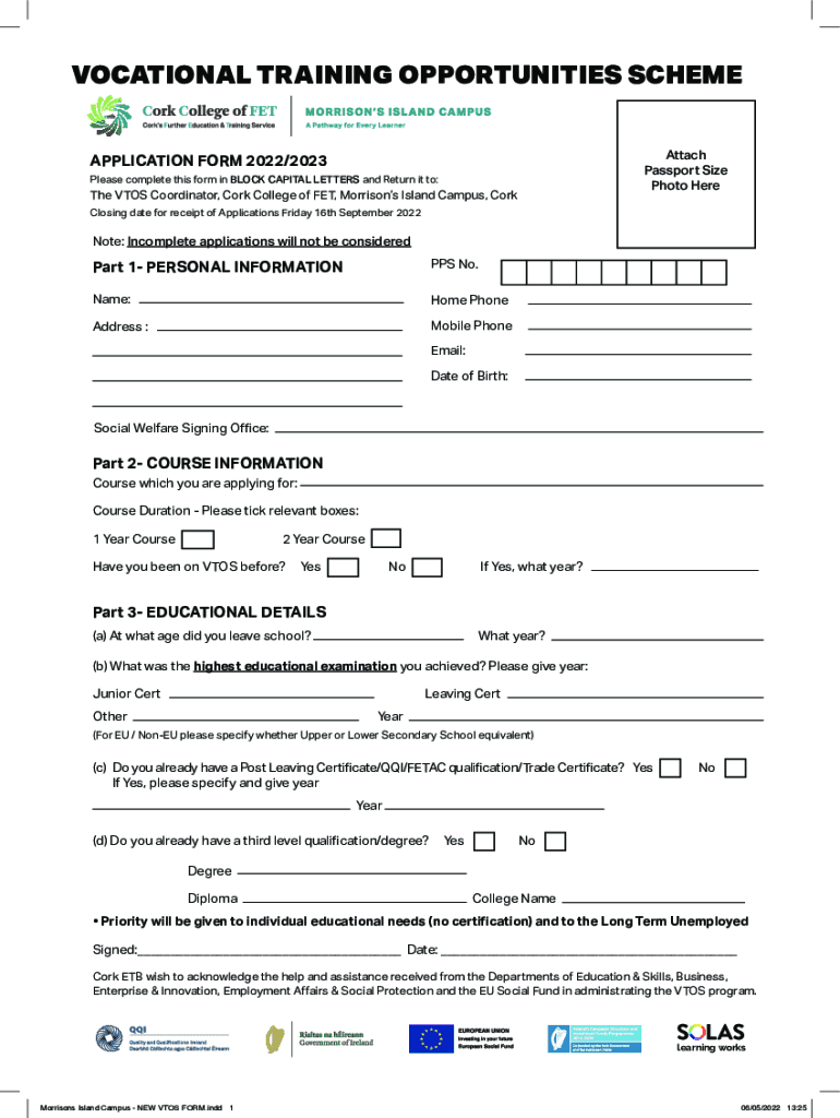 Morrisons Island Campus NEW VTOS FORM indd Fill out & sign online DocHub