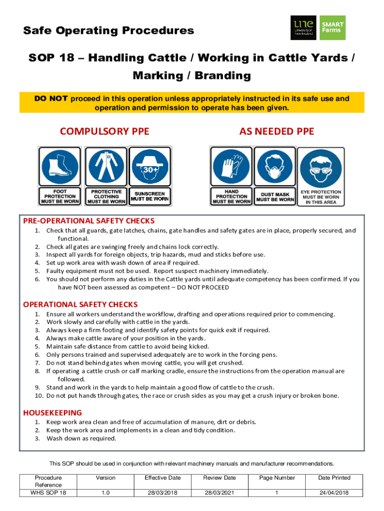 Fillable Online SOP (Safe Operating Procedures) or SWP (Safe Work
