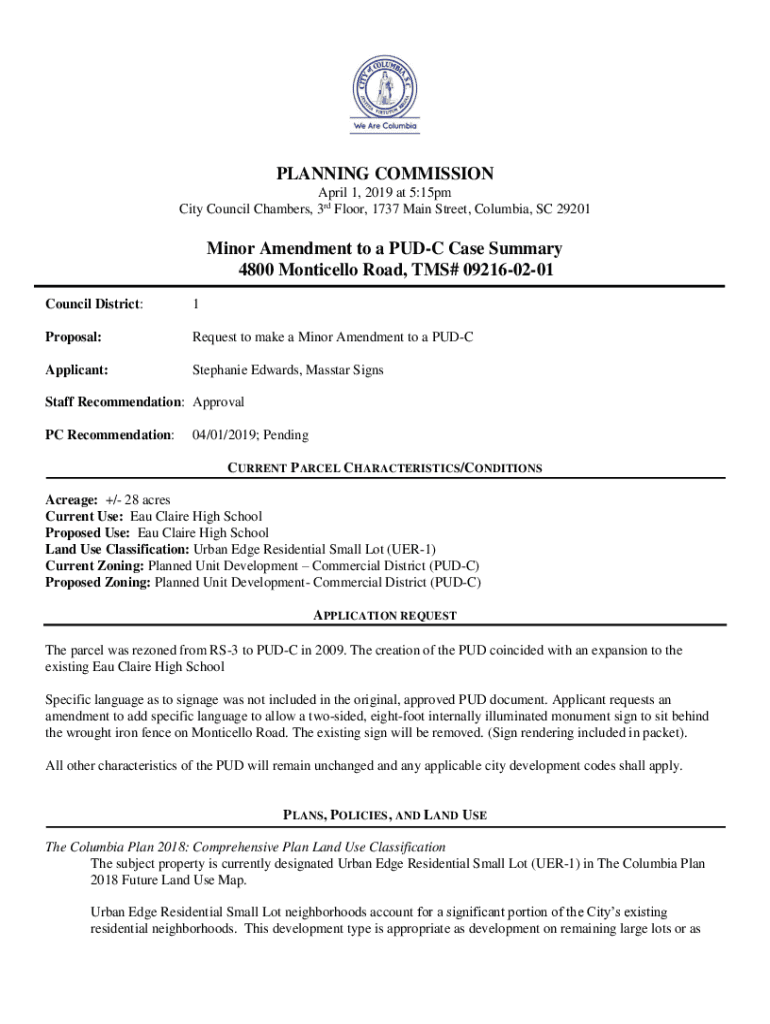 Fillable Online PLANNING COMMISSION Minor Amendment to a PUDC Case Fax Email Print pdfFiller