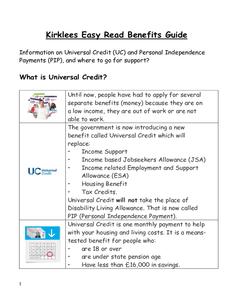 Fillable Online Accessible Kirklees LD Easy Read Benefits guide