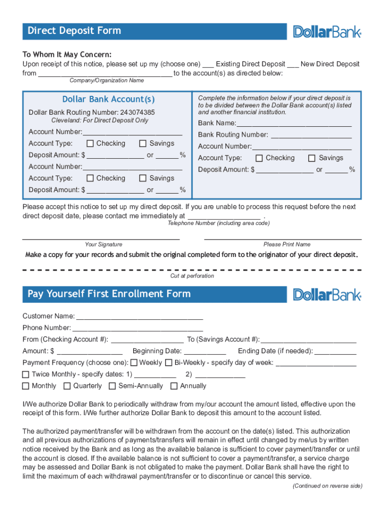 Fillable Online Direct Deposit How It Works and How To Set It Up The