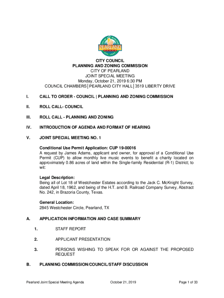 Fillable Online Planning and Zoning CommissionCity of Pearland, TXCity