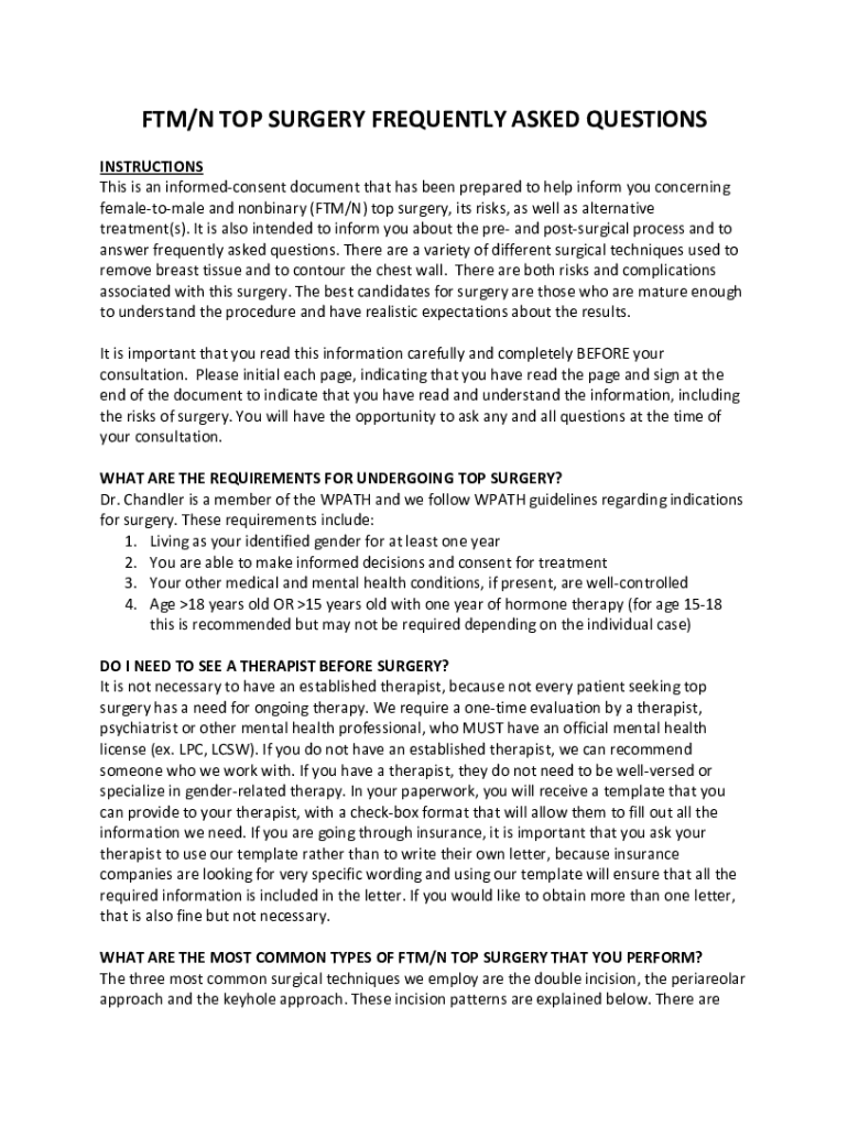 Fillable Online FTM Surgery Guide Female to Male Surgery Explained