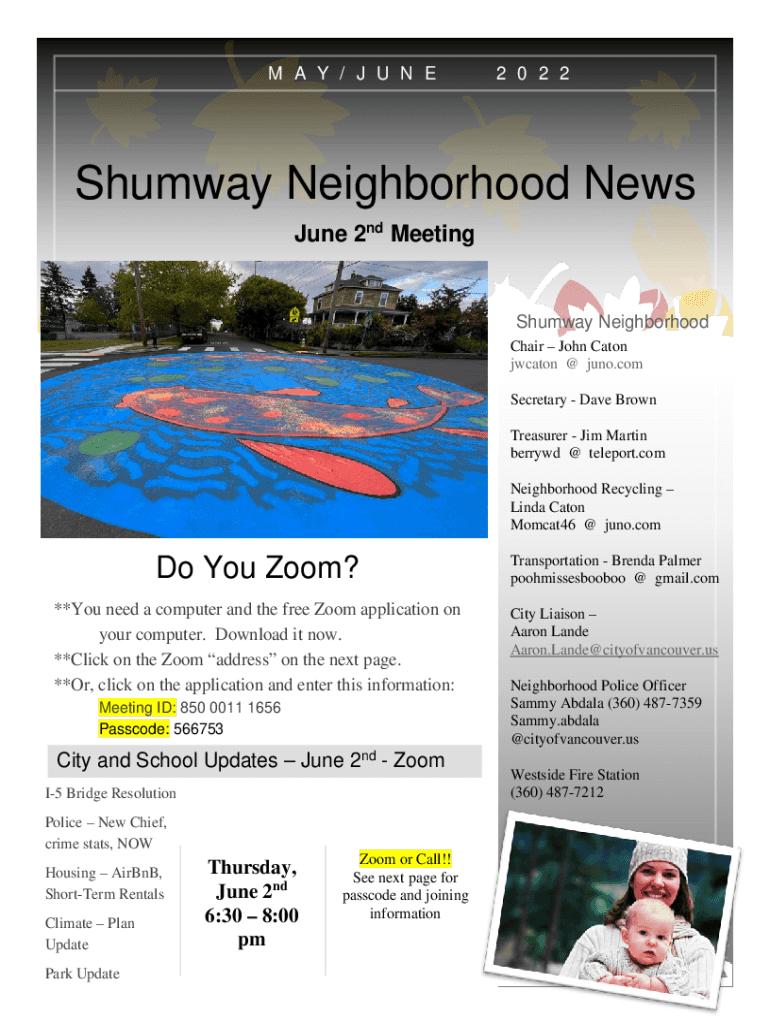 Fillable Online Shumway Neighborhood News City of Vancouver Home Fax