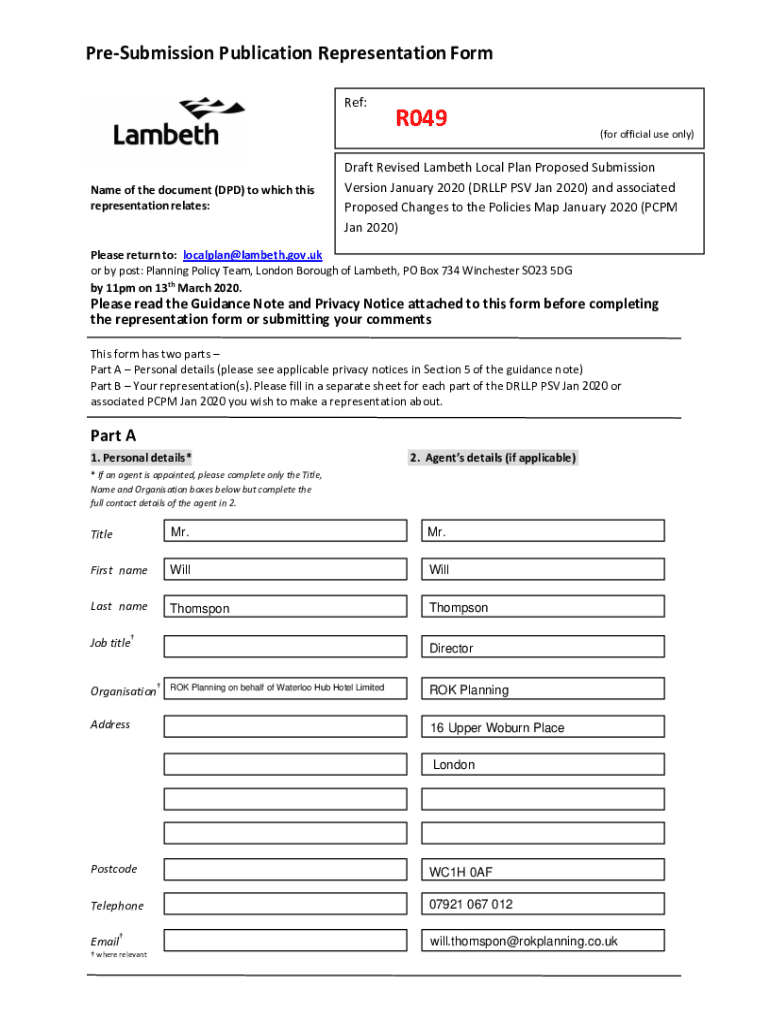 Fillable Online beta.lambeth.gov.uk planningbuildingcontrolPlanning
