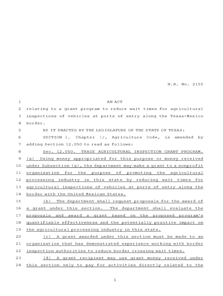 Fillable Online ftp legis state tx 86(R) HB 2155 Texas Legislature