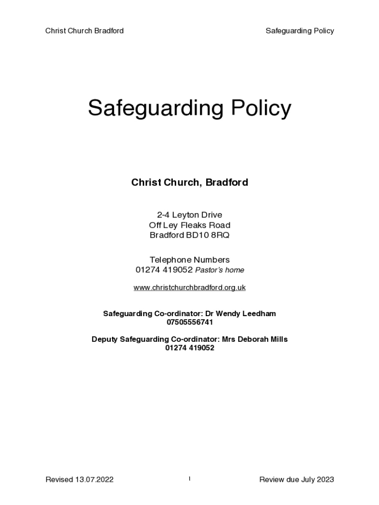 Fillable Online Safeguarding Policy 13.07.22 editable Fax Email Print