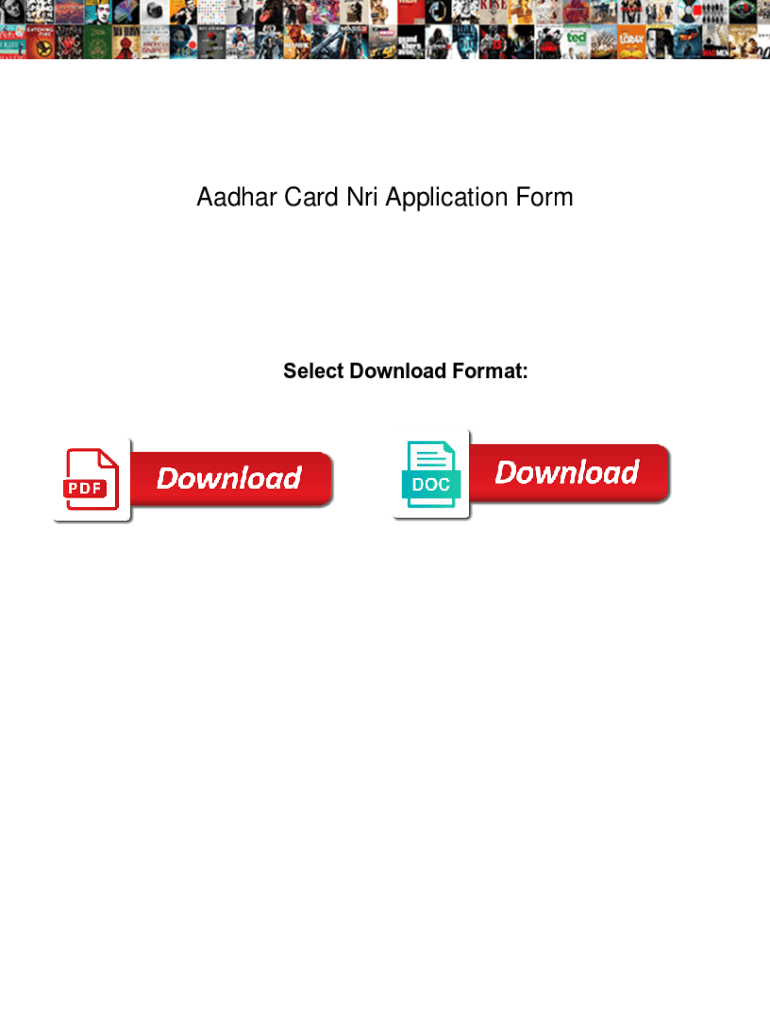 Fillable Online Aadhar Card Nri Application Form. Aadhar Card Nri