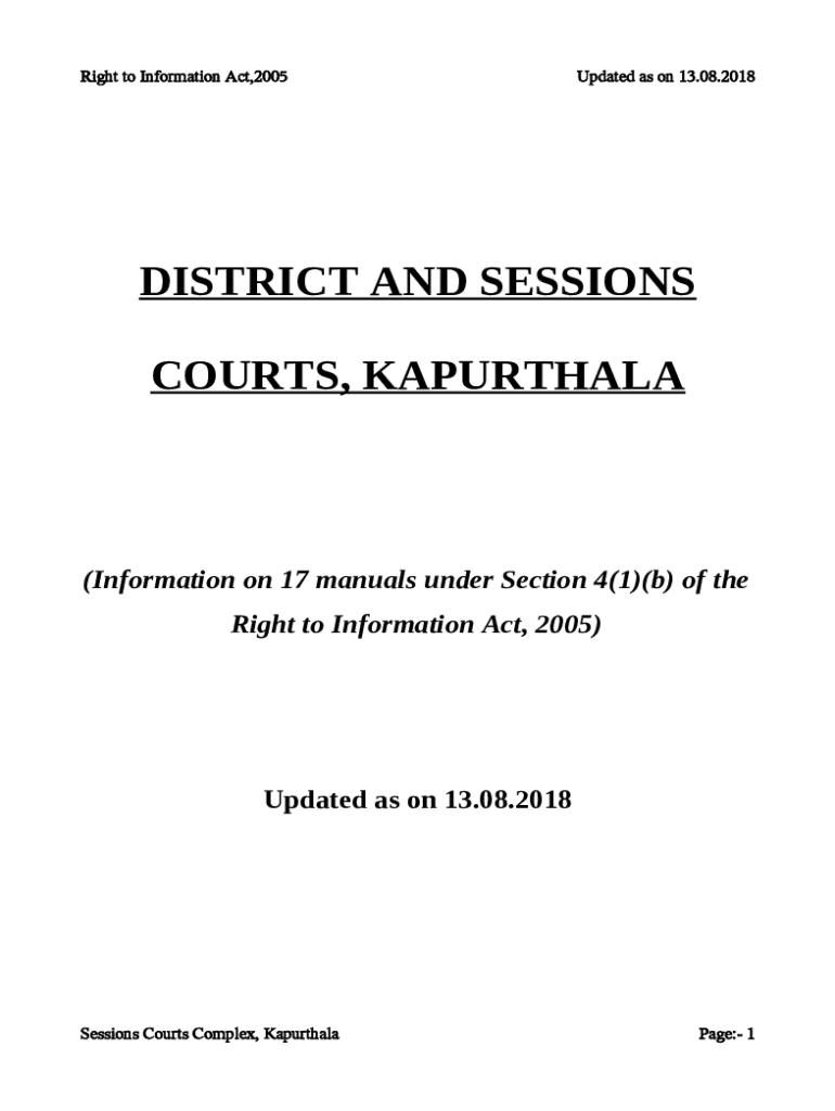 Fillable Online DISTRICT AND SESSIONS COURTS, KAPURTHALA Fax Email