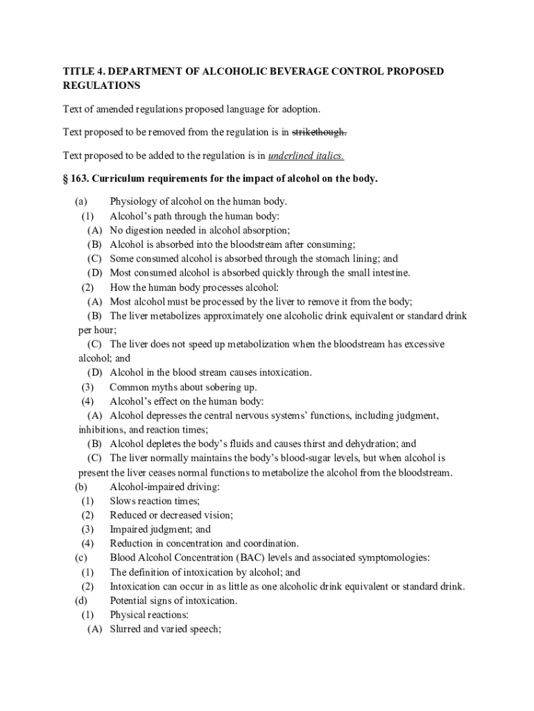 Fillable Online Text of Proposed Regulations. Responsible Beverage