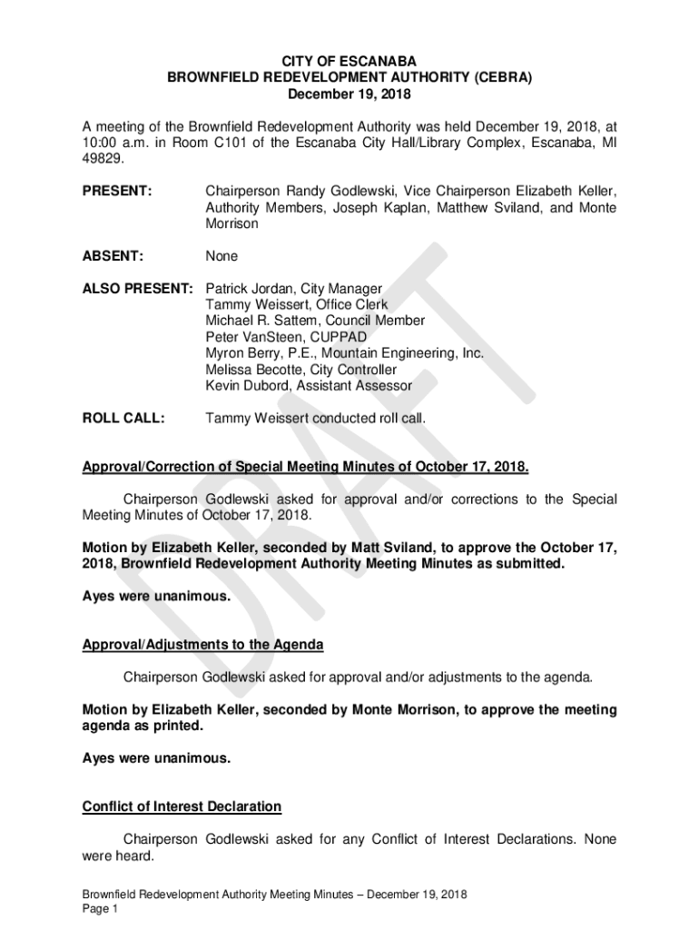 Fillable Online in Room C101 of the Escanaba City Hall/Library Complex