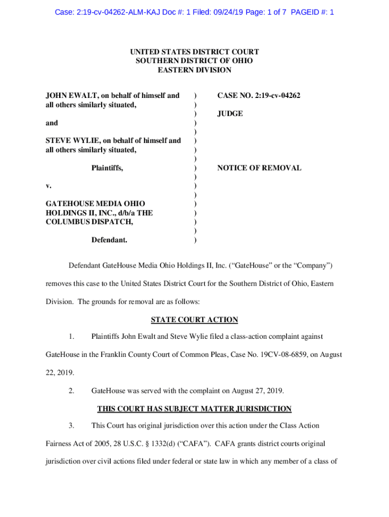 Fillable Online Ewalt et al. v. GateHouse Media Ohio Holdings II, Inc