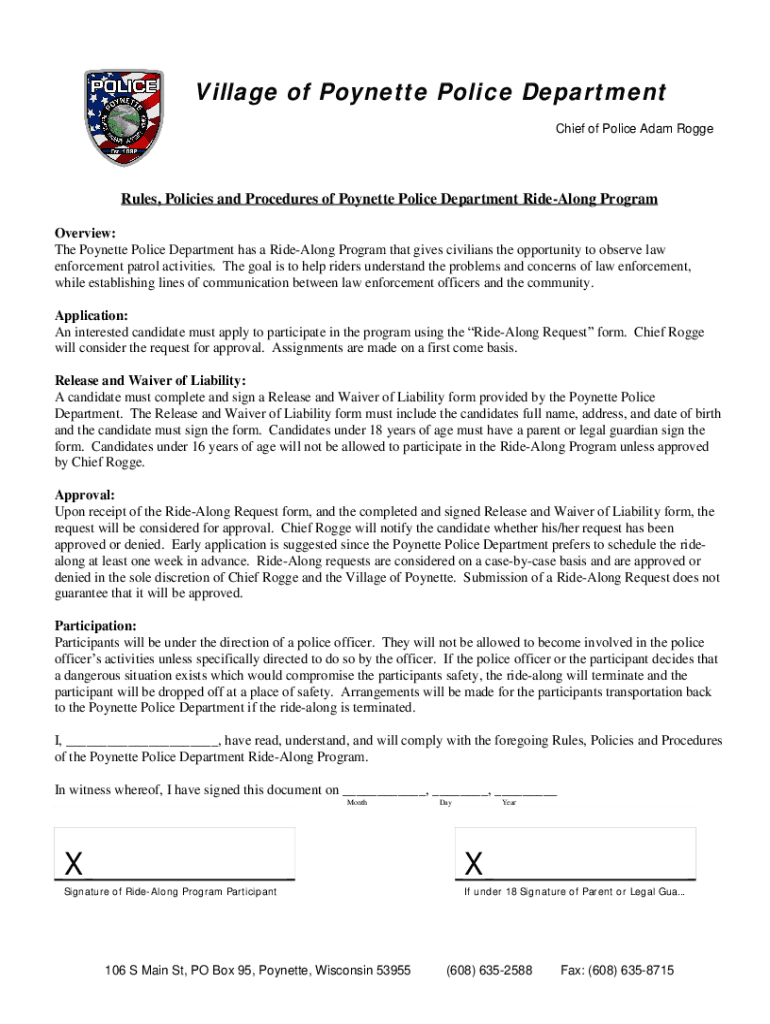 Fillable Online Village of Police Department Fax Email Print