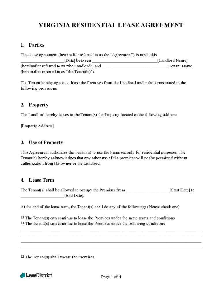 Fillable Online residentialleaseagreementvirginiatemplate Fax Email