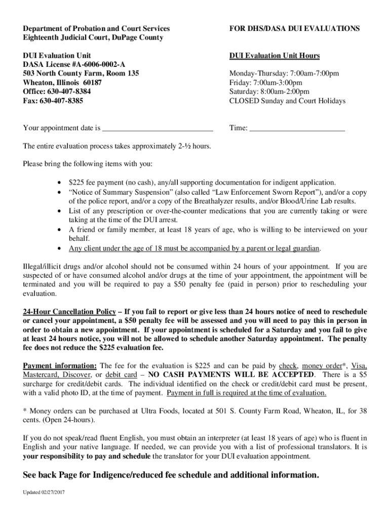 Fillable Online Dupage County Probation Department Wheaton, IL