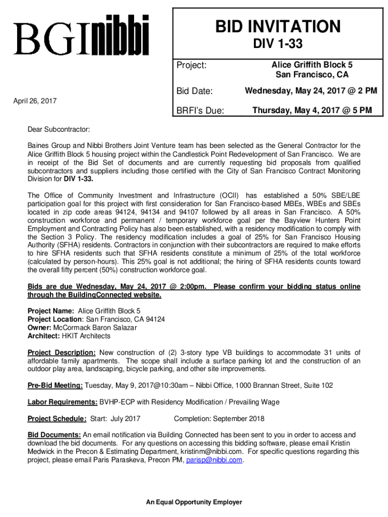 Fillable Online mission sfgov Alice Griffith Phase I and III SFHDCSan