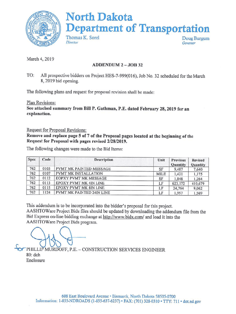 Fillable Online Bid Letting Information dot.sd.gov State of South Dakota Fax Email Print