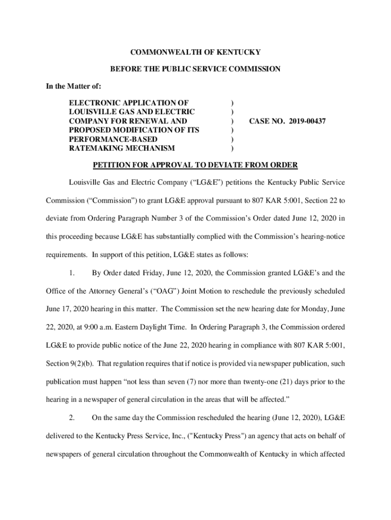Fillable Online psc ky Joint Application of Louisville Gas and Electric