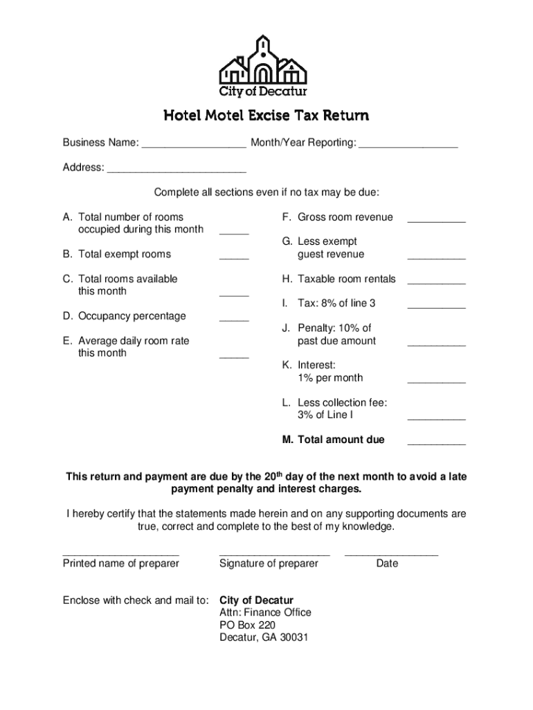 Fillable Online Hotel Motel Excise Tax Reporting Form 2021.docx Fax