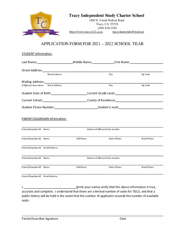 Fillable Online Primary Charter School - Tracy Learning Center Fax