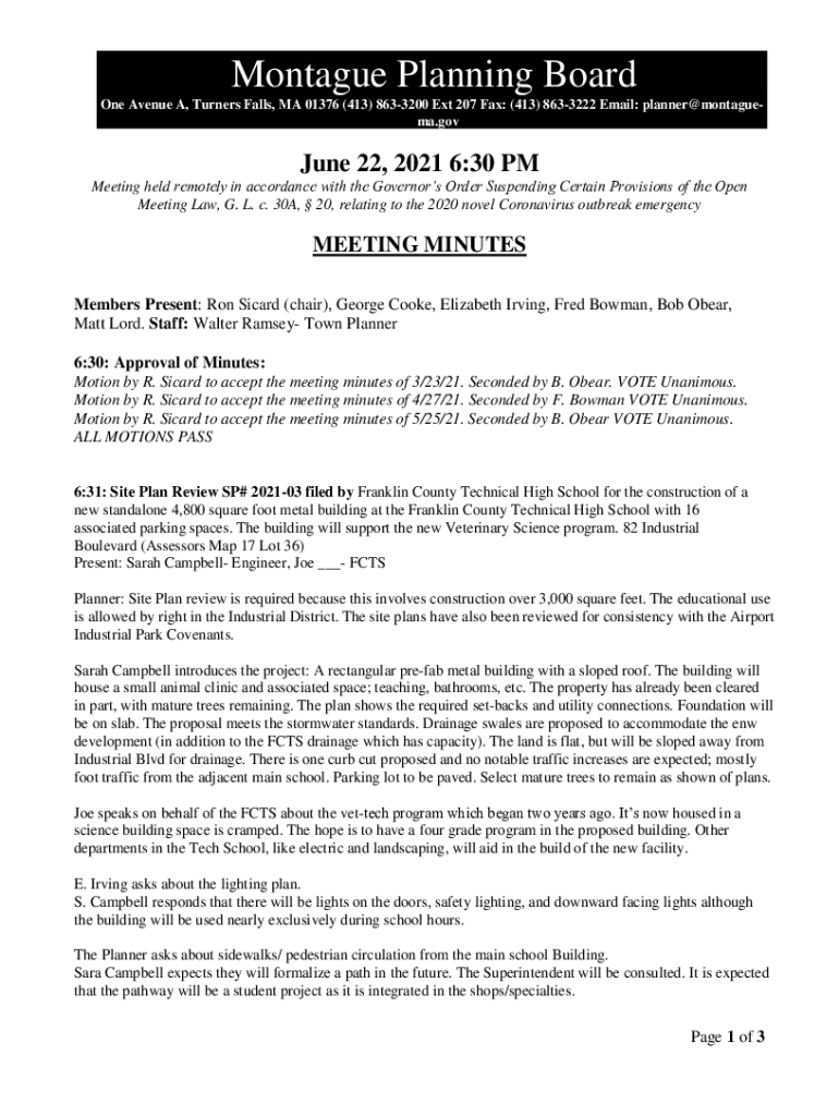 Fillable Online Montague Planning Board Fax Email Print pdfFiller