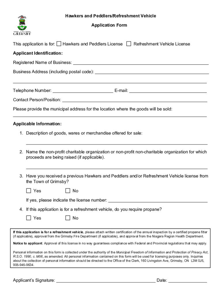 Fillable Online Application for Hawker and Peddler License GardnerMA