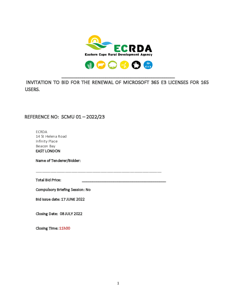 Fillable Online ECRDA Renewal of Microsoft 365 E3 licenses for 165