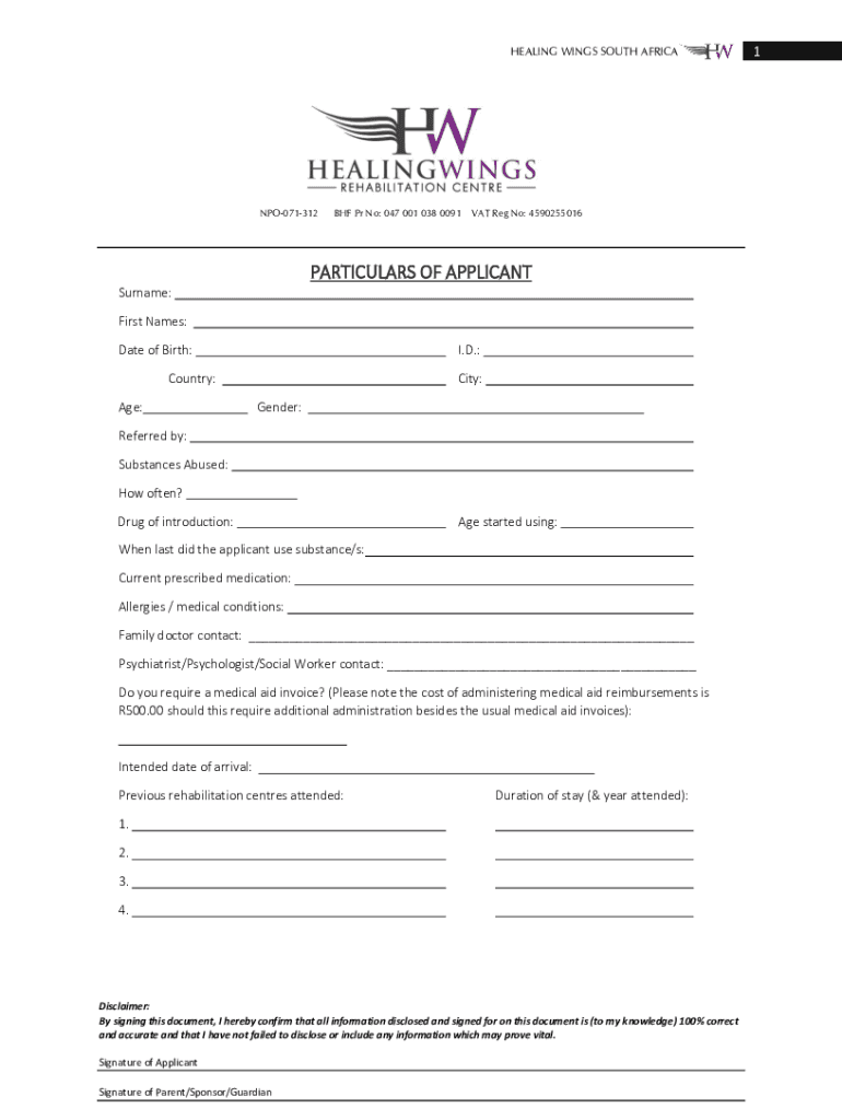 Fillable Online Healing Wings Youth Centre Fax Email Print pdfFiller