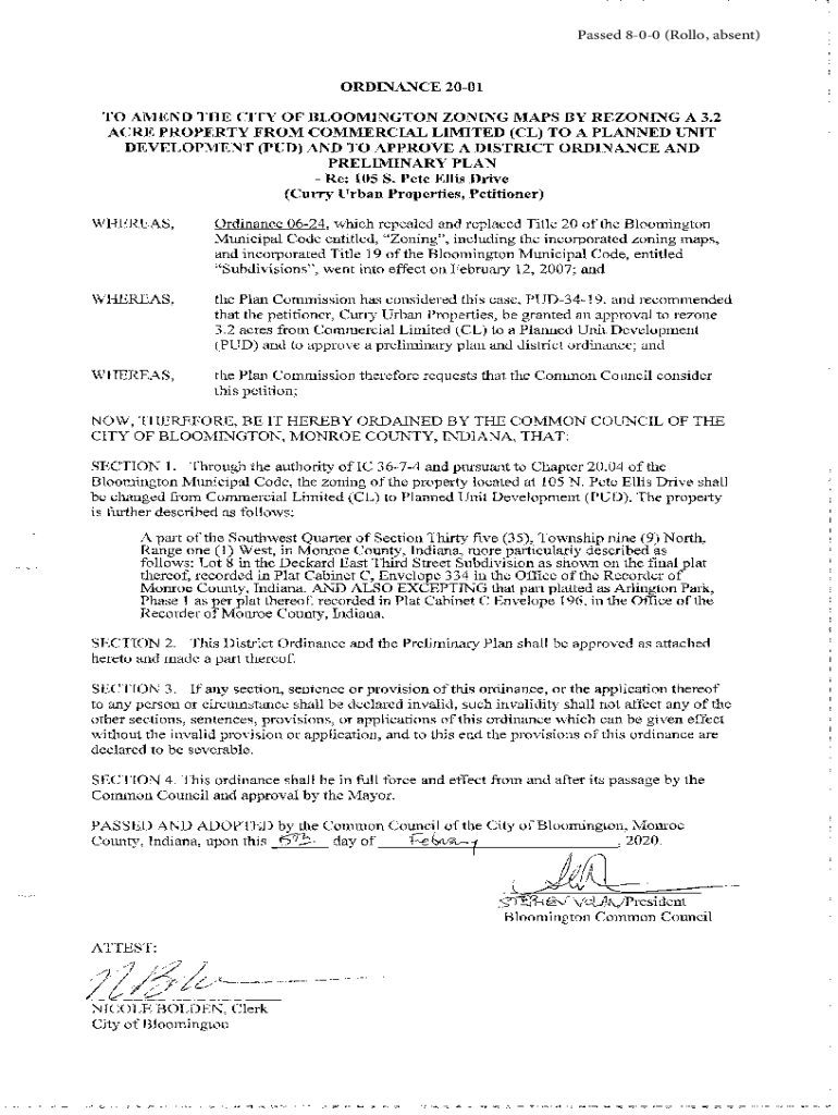 Fillable Online bloomington in ZONING MAP CHANGE REPORT A. Summary