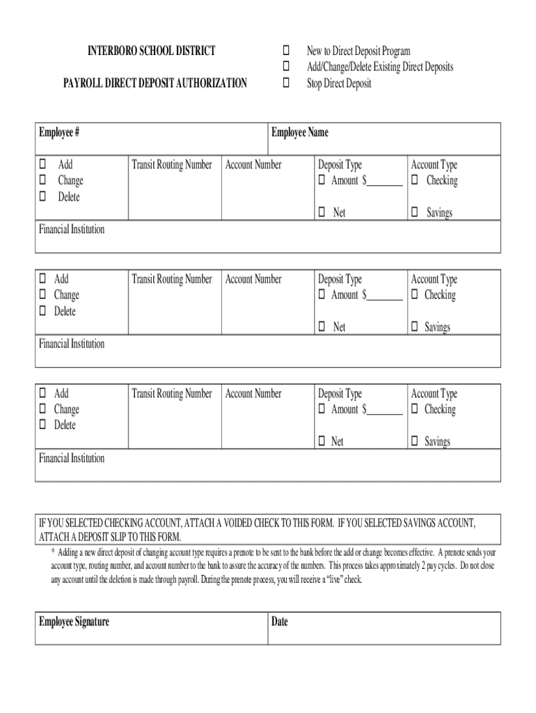 Fillable Online Granite Falls School District Payroll Direct Deposit