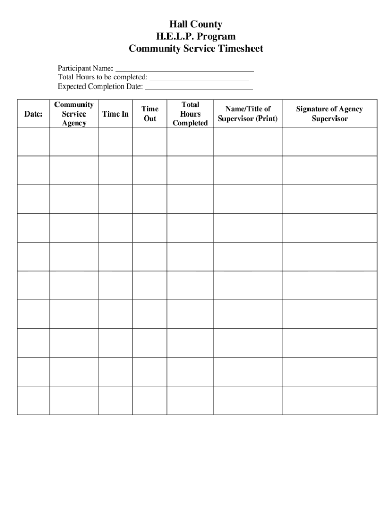 Fillable Online JAG PROBATION COMMUNITY SERVICE LOG Fax Email Print