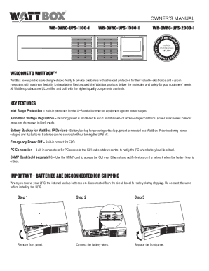 Fillable Online OWNER'S MANUAL WB-OVRC-UPS-1100-1 WB - Snap AV Fax