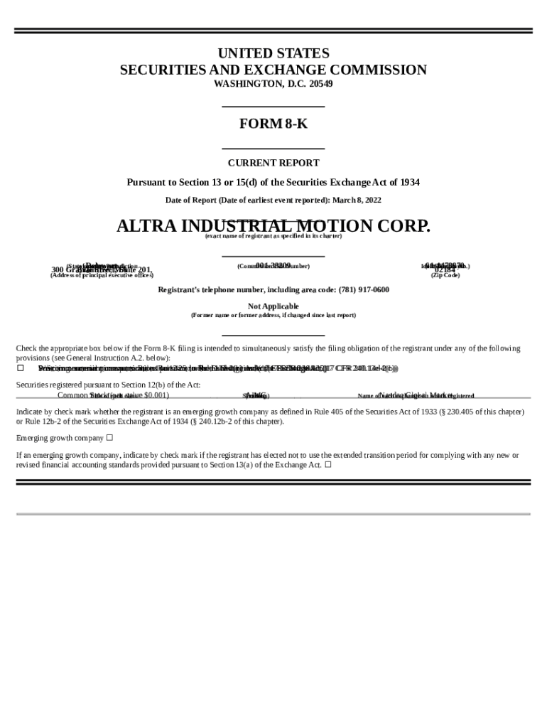 Altra Industrial Motion Corp. (. EDGAR Online Pro Doc Template pdfFiller