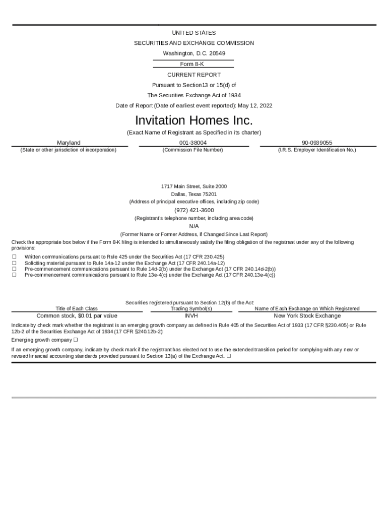 Invitation Homes Inc. ( Doc Template pdfFiller
