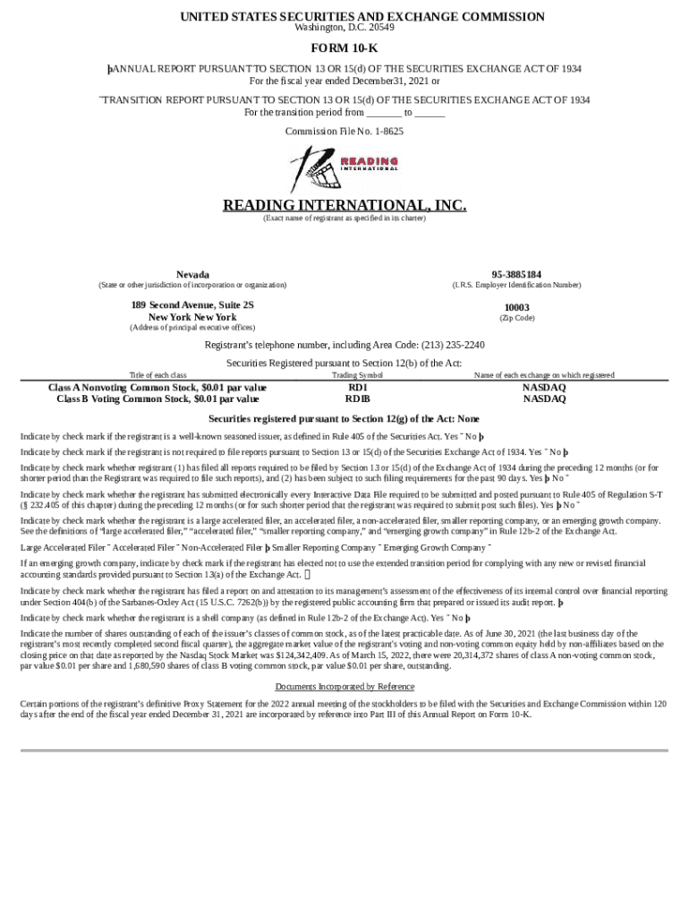READING INTERNATIONAL INC (. EDGAR Online Pro Doc Template pdfFiller