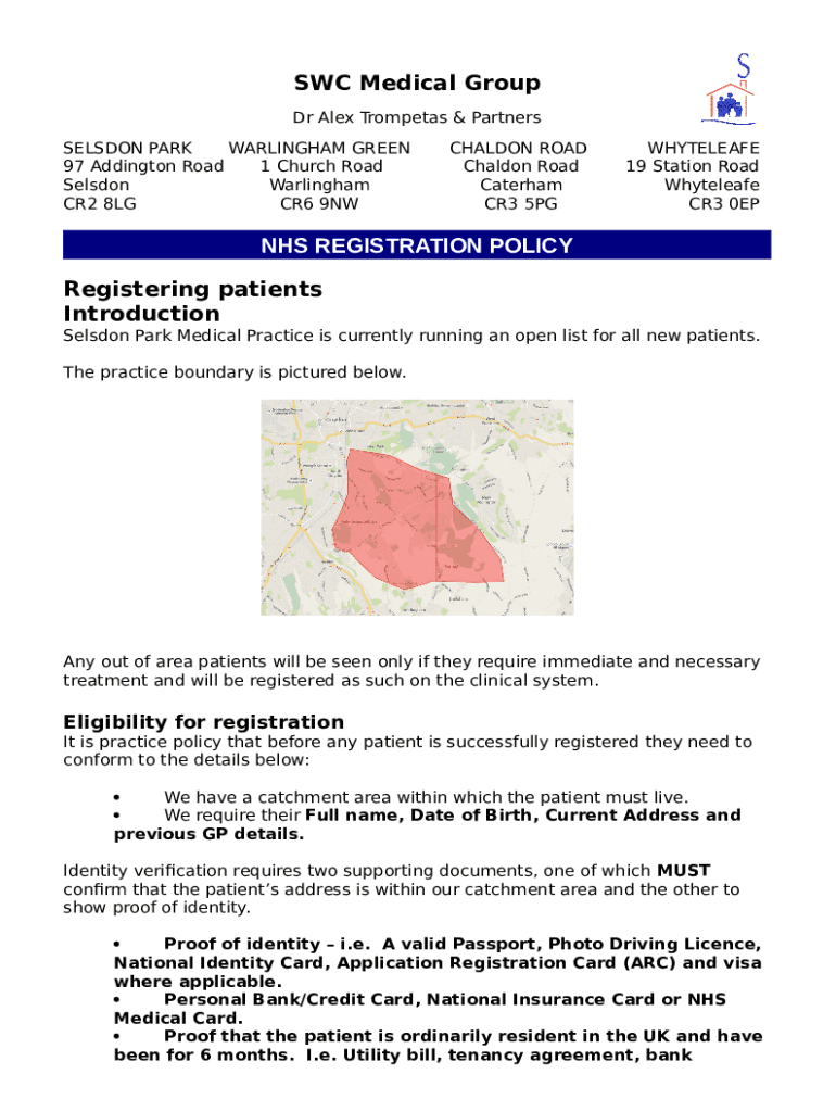 NHS Family doctor services registration Doc Template pdfFiller