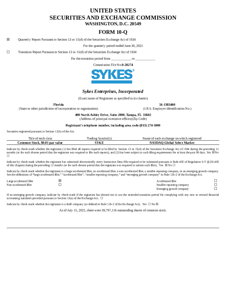 SYKES ENTERPRISES INC ( Doc Template pdfFiller