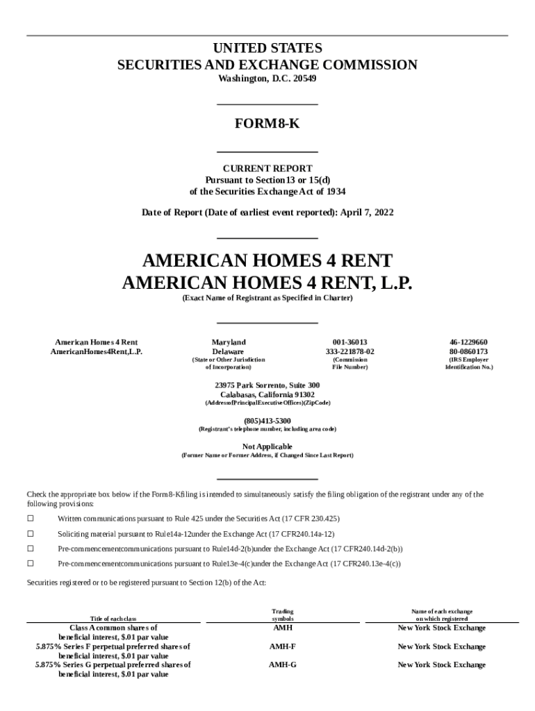 American Homes 4 Rent ( Doc Template pdfFiller