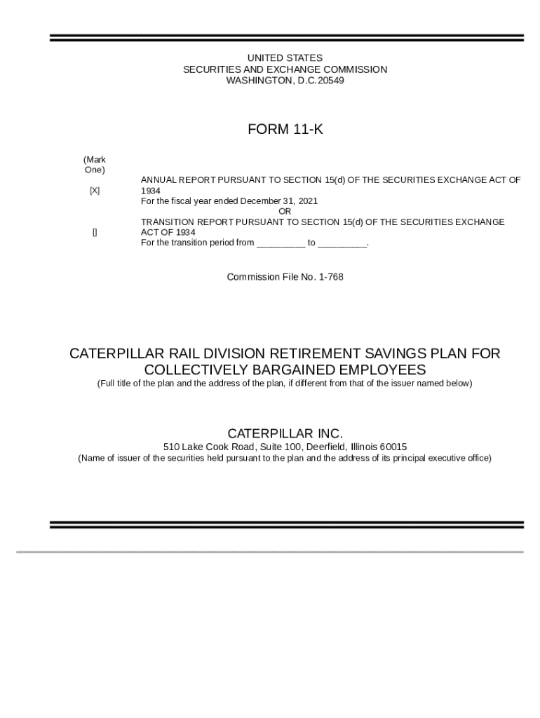 CATERPILLAR RAIL DIVISION RETIREMENT SAVINGS PLAN FOR COLLECTIVELY BARGAINED EMPLOYEES Doc